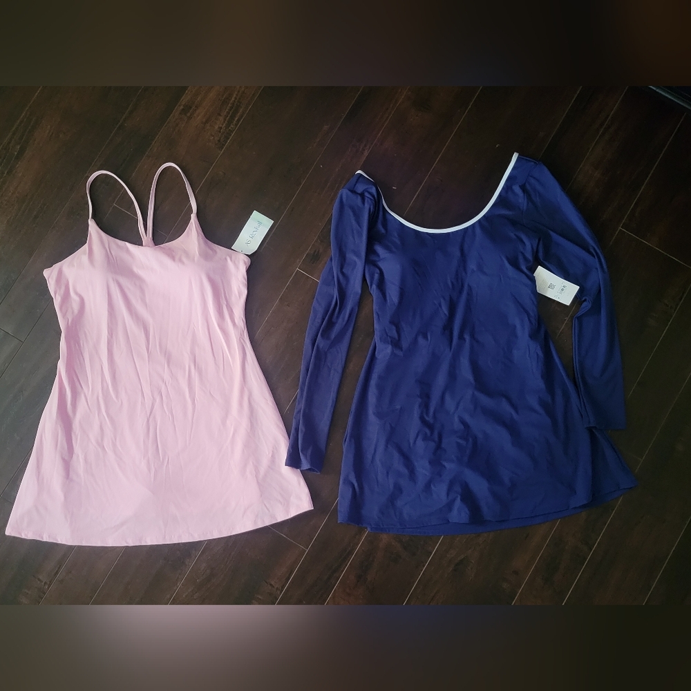 Altar'd State Pink and Blur Fitted Camisole/Long Sleeve Dress